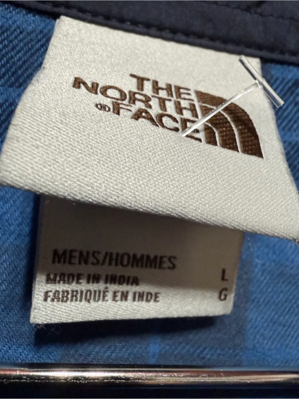 The North Face Blue and Black Plaid Button-Down Shirt